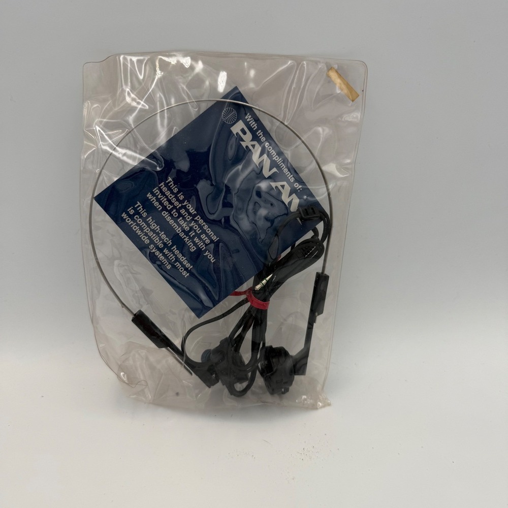 Vintage Pan Am Airlines Personal Headset Original Sealed Packaging Collectible
